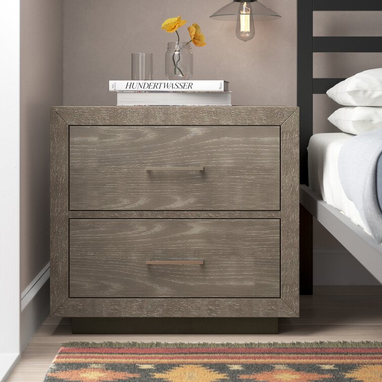 Grey wood nightstand deals modern